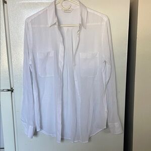 Club Monaco Crisp White Button Up Long Sleeve Blouse